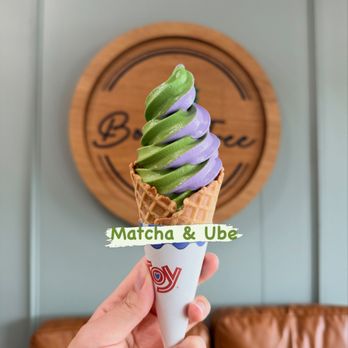 Ube and Matcha Soft Serve with Boba 1